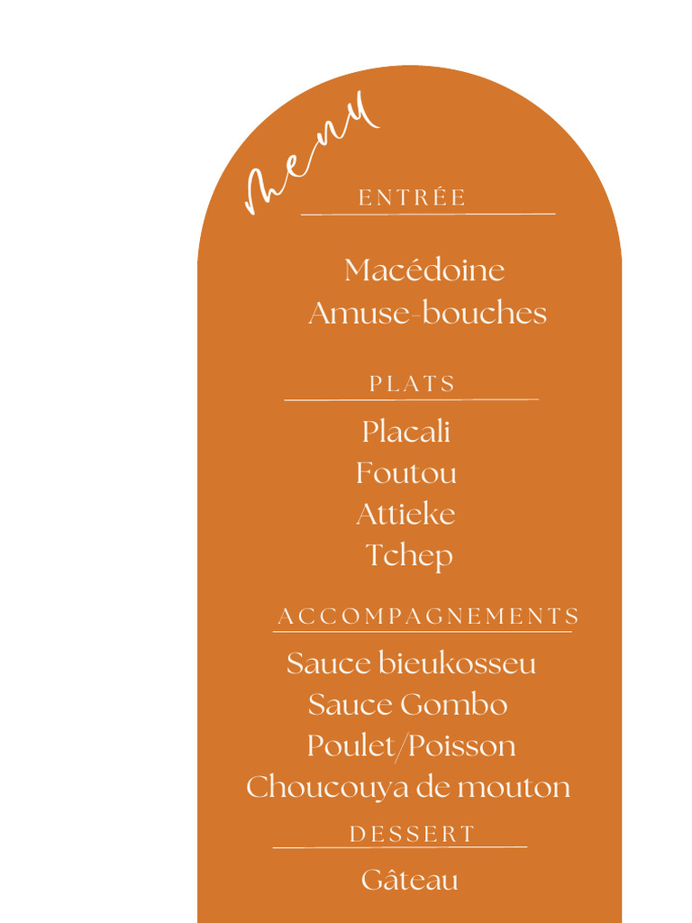 Menu de plats et desserts variés | PDF