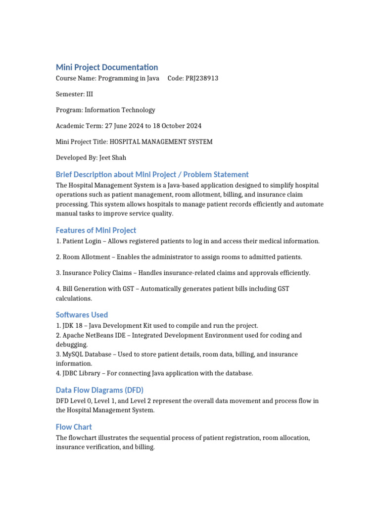 Java Hospital Management System Project | PDF | Integrated Development ...