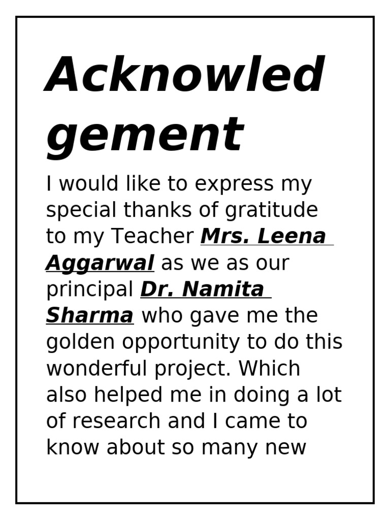 Acknowledgment of Project Support | PDF