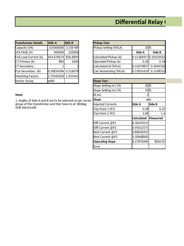 Differential Relay Calculation Guide | PDF | Electrical Engineering ...