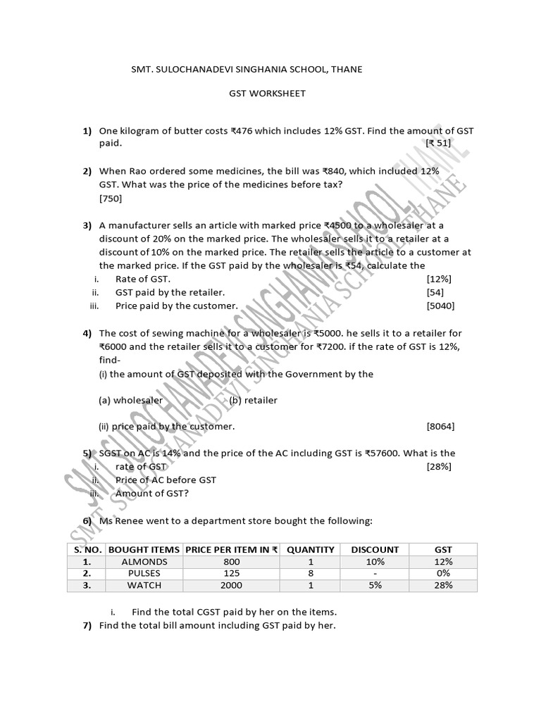 GSTworksheetnew (1) | PDF | Value Added Tax | Prices