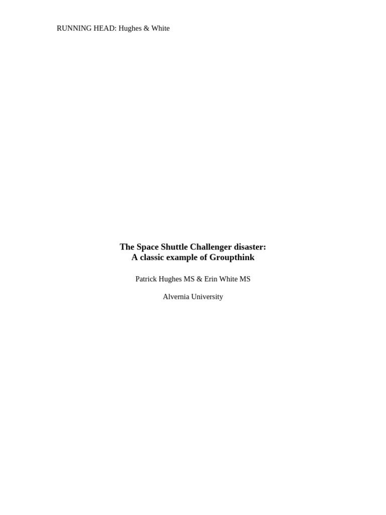 Challenger Disaster and Groupthink Analysis | PDF | Space Shuttle ...