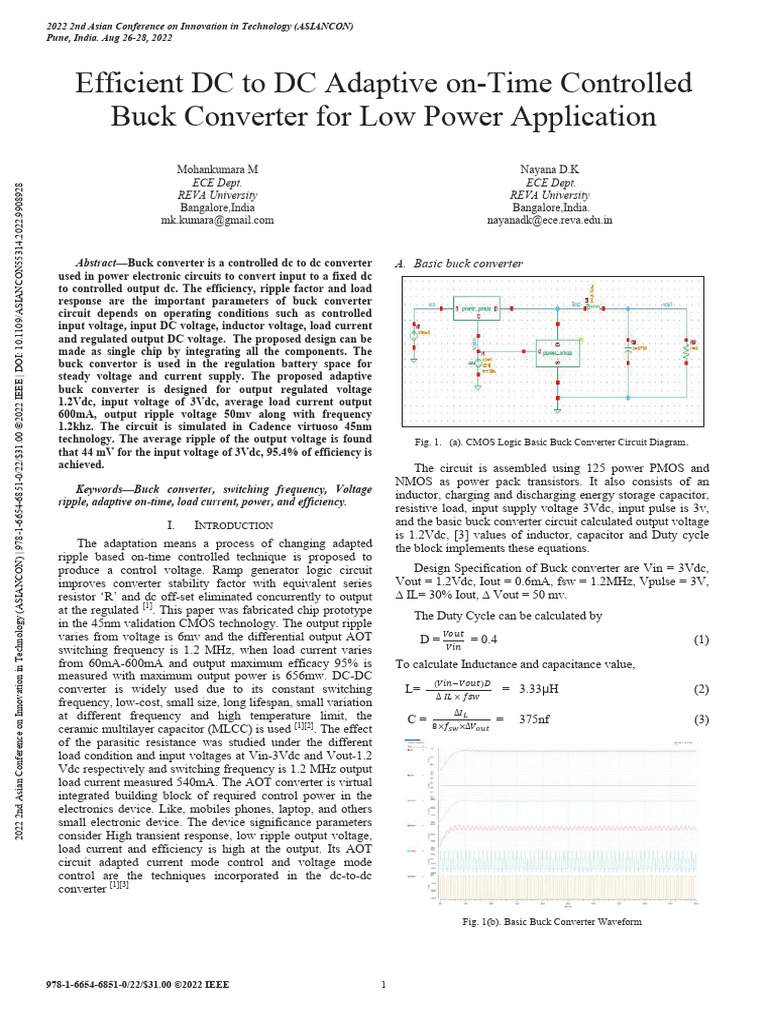 Adaptive Buck Converter Design for Low Power | PDF | Amplifier | Cmos