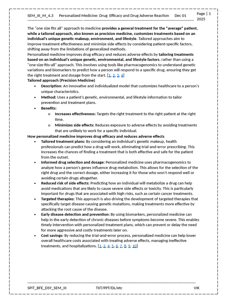 Personalized Medicine: Enhancing Drug Efficacy | PDF | Personalized ...