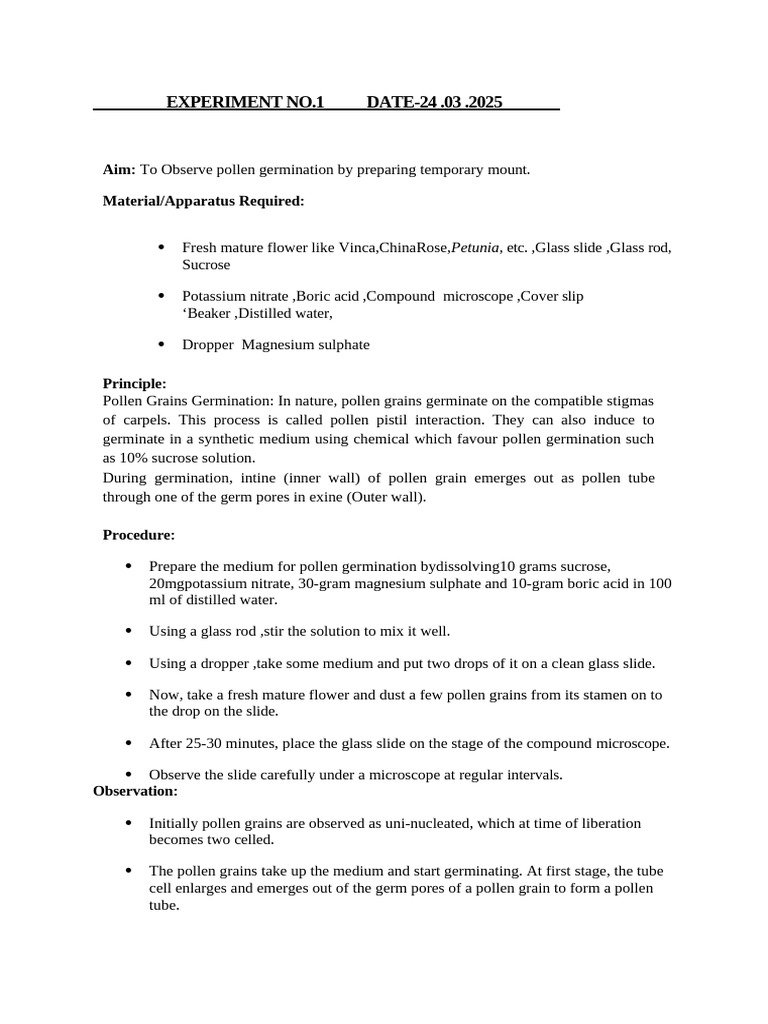 Experiment No 1 to 10 | PDF | Meiosis | Mitosis