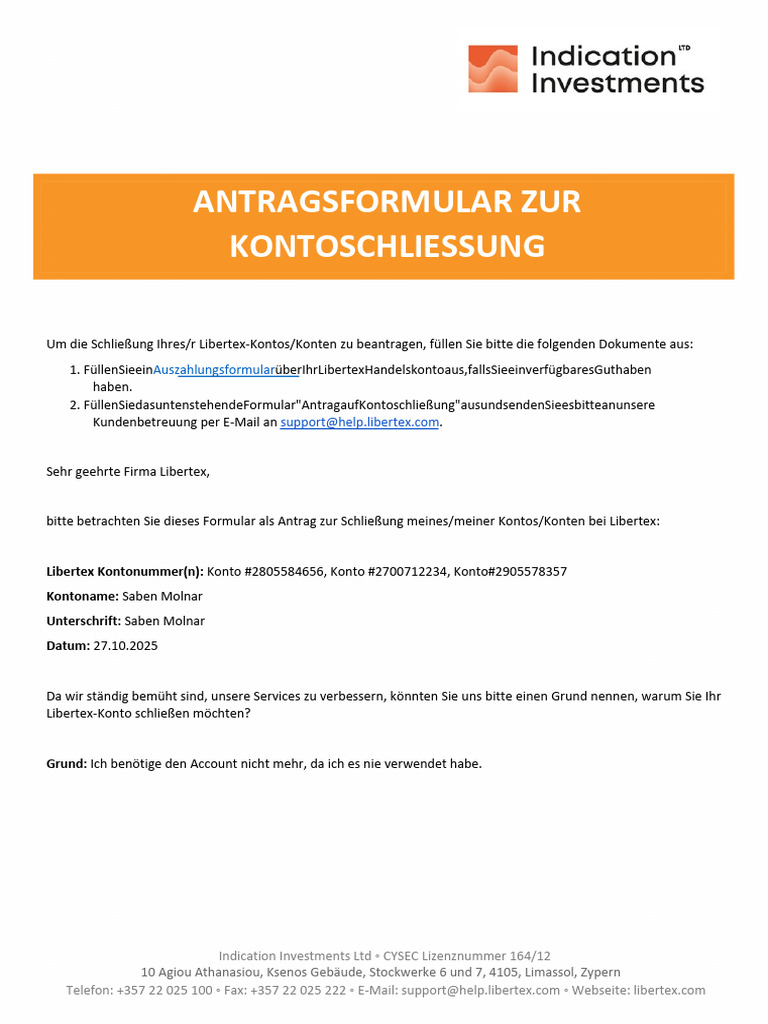 Account Closure Request Form | PDF
