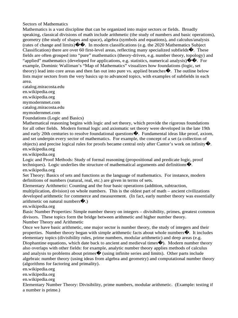 Major Sectors of Mathematics Explained | PDF | Geometry | Algebra