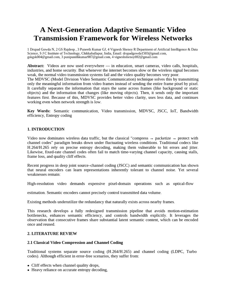 Adaptive Semantic Video Transmission Framework | PDF | Data Compression ...