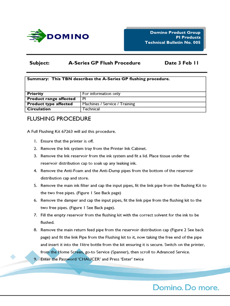 A-Series GP Printer Flush Guide | PDF | Pump