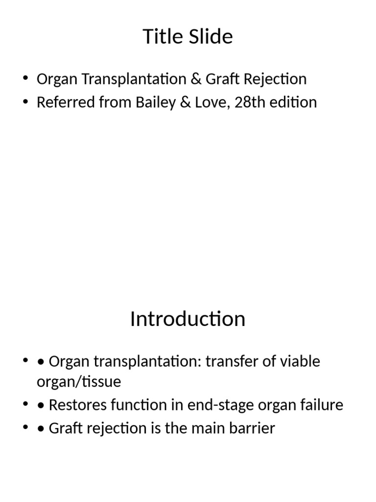 Organ Transplantation & Graft Rejection Guide | PDF | Transplant ...