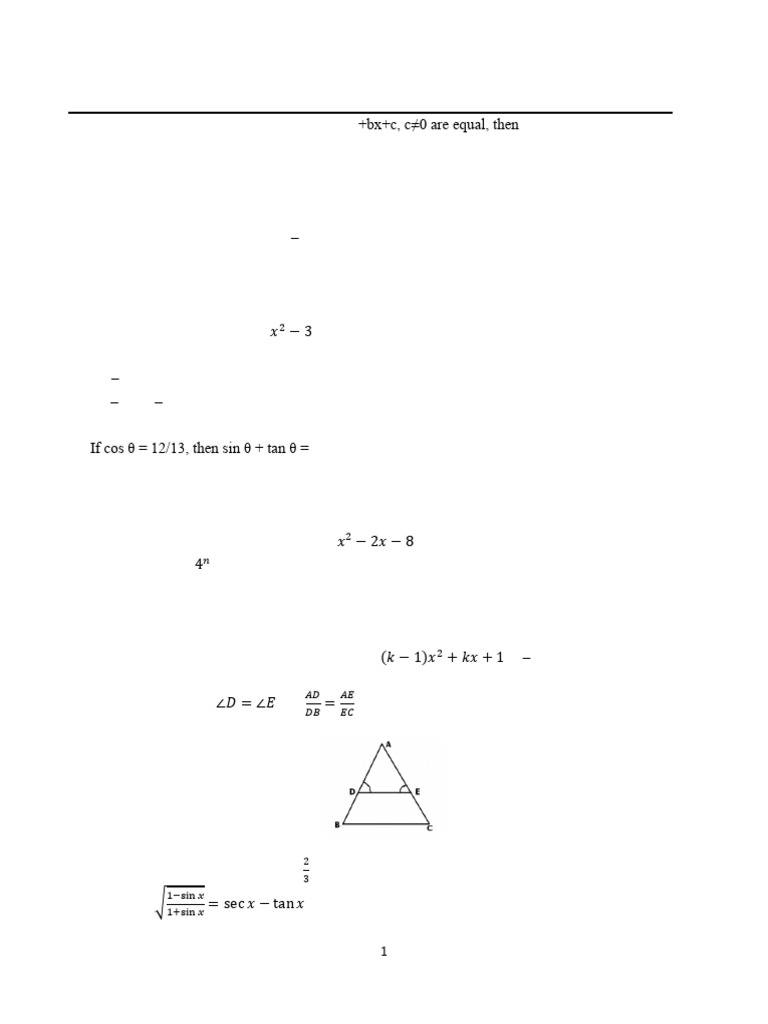 Math Exam Questions and Solutions | PDF | Polynomial | Quadratic Equation