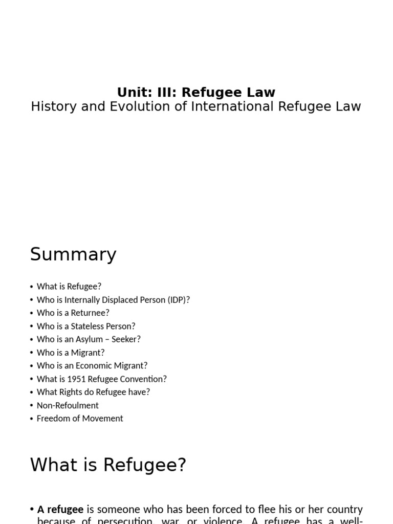 Overview of Refugee Law Principles | PDF | Refugee | Right Of Asylum