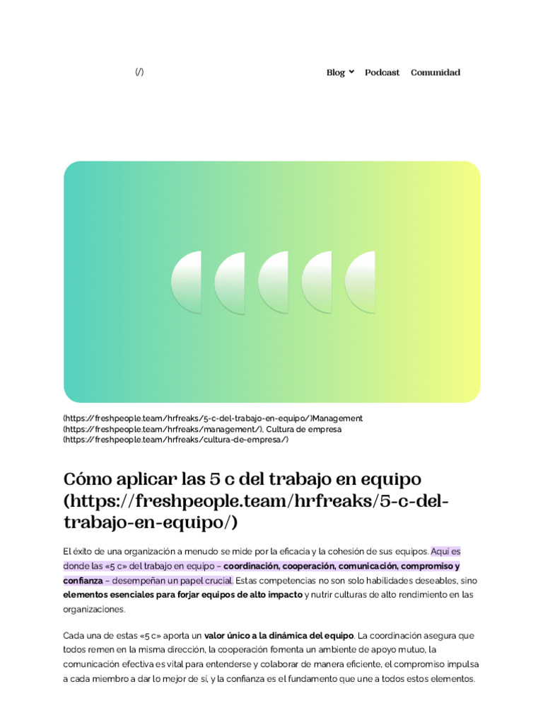 5 C del Trabajo en Equipo: Claves para el Éxito | PDF | Comunicación ...