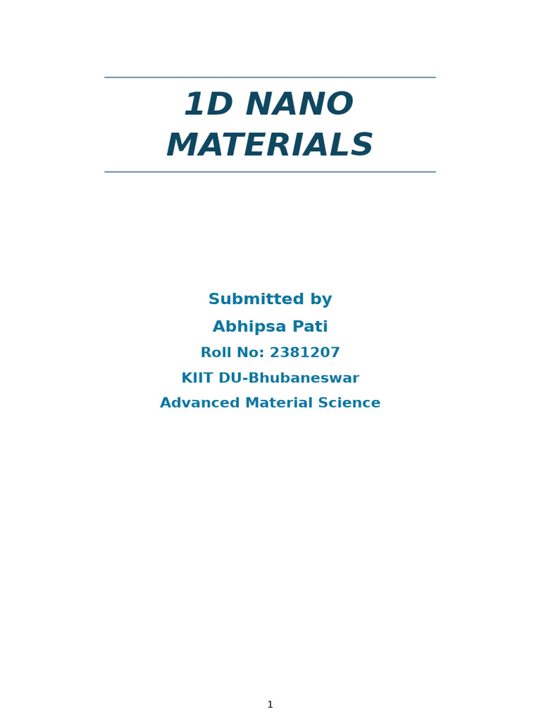 1d Nano Materials Report | PDF | Nanowire | Nanomaterials