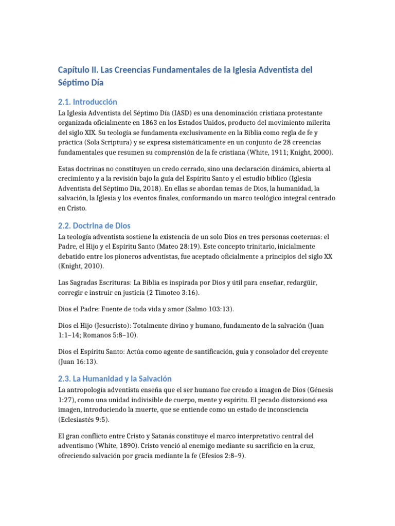 Creencias Fundamentales de la IASD | PDF | Iglesia Adventista del ...
