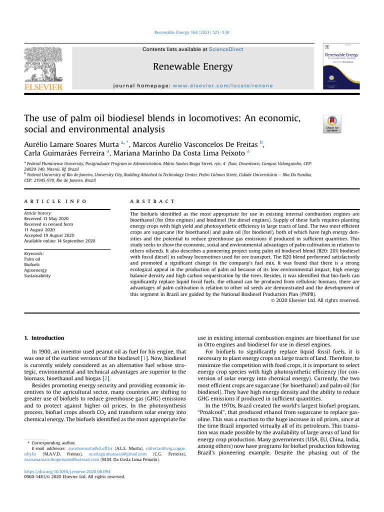 Palm Oil Biodiesel in Locomotives Analysis | PDF | Biodiesel | Biofuel