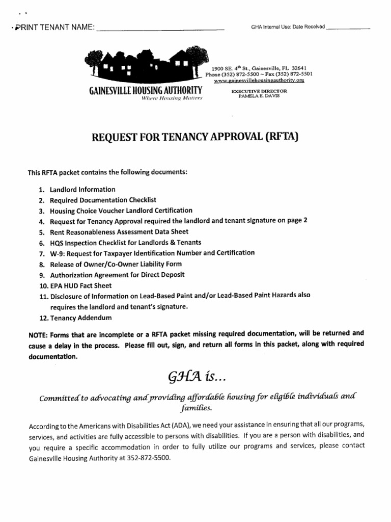 Gha Request For Tenancy Approval | PDF