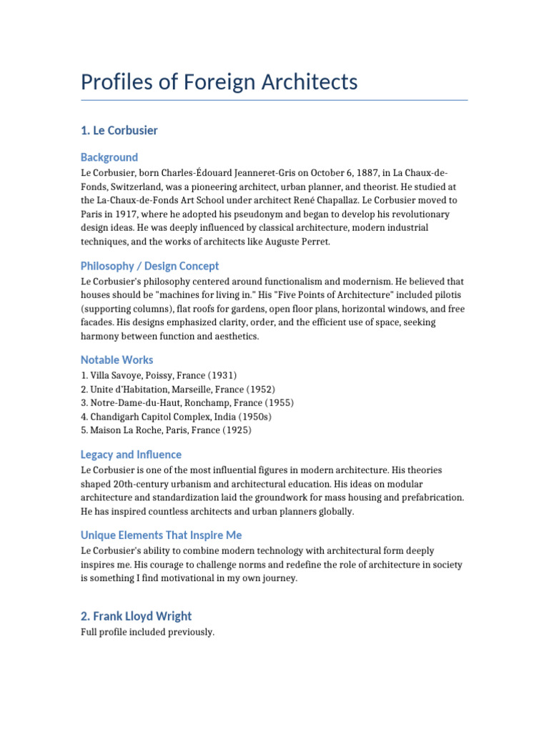 Profiles of Influential Architects | PDF