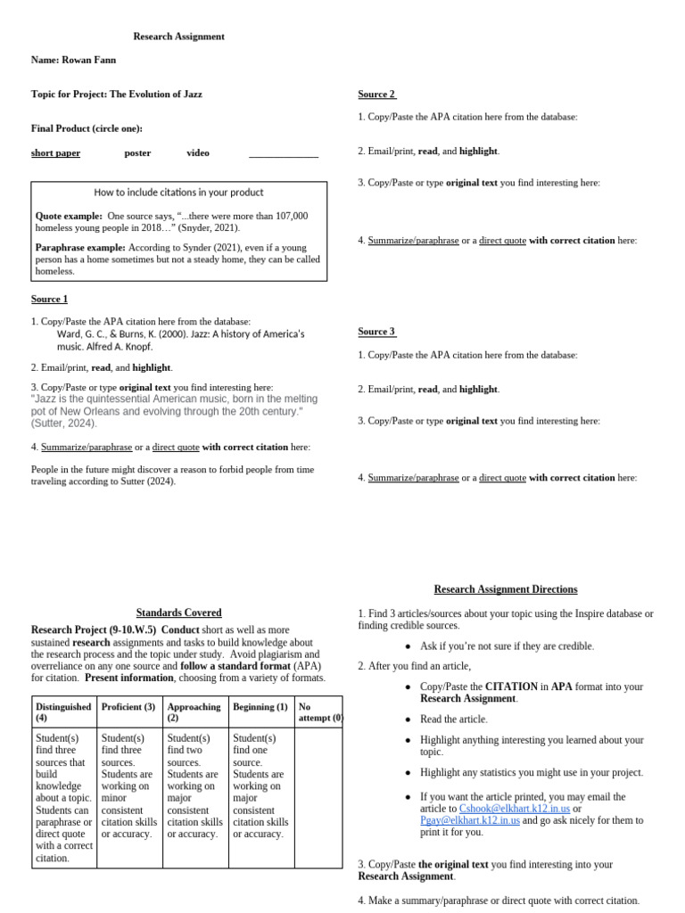 Jazz Evolution Research Assignment Guide | PDF | Citation | Science