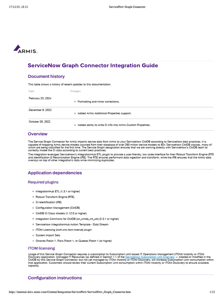 ServiceNow Armis Graph Connector Guide | PDF | Server (Computing ...
