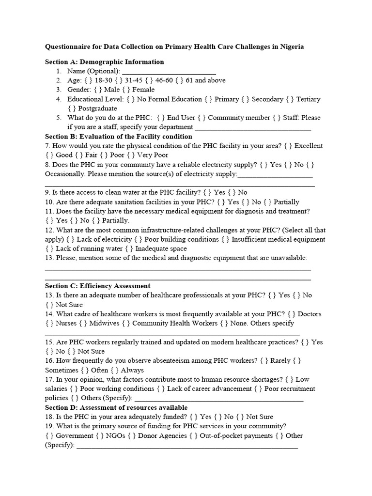 Editted Questionnaire | PDF | Health Care | Poverty