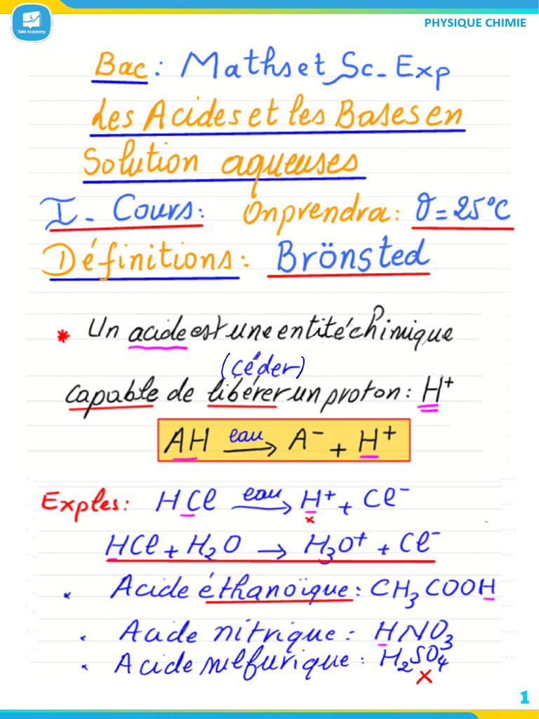 69591be9161e2 - Cours Et Correction Ex Les Acides Et Les Bases | PDF
