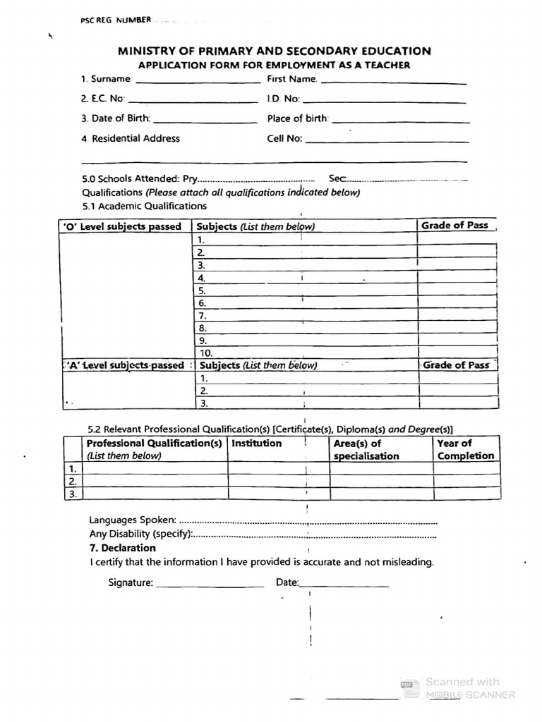 Ministry of Education Form | PDF