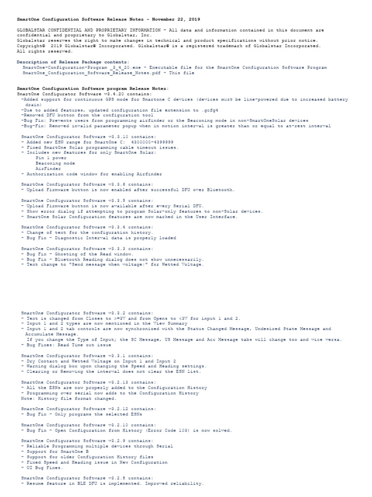 SmartOne Config Software Release Notes | PDF | Software | Bluetooth