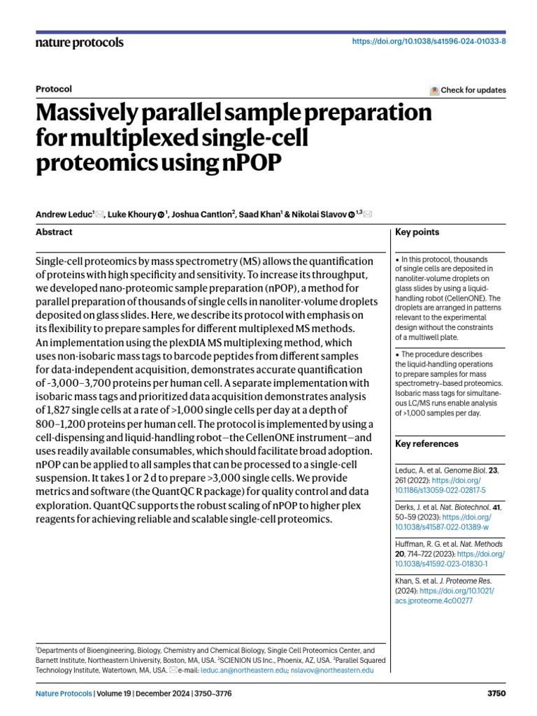 2024 NPOP Protocol Nature Protocols | PDF | Proteomics | Mass Spectrometry