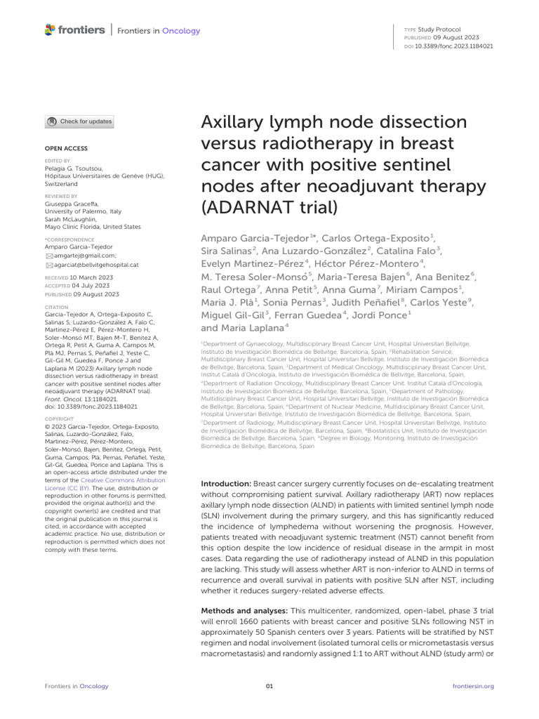 Axillary Dissection vs. Radiotherapy in Breast Cancer | PDF | Radiation ...