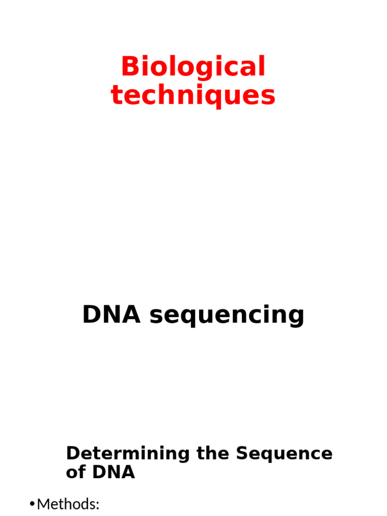 DNA Sequencing Techniques Overview | PDF | Dna Sequencing | Macromolecules