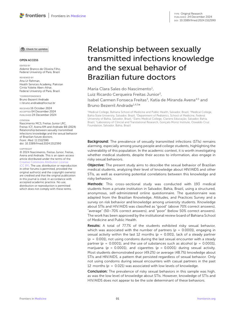 STI Knowledge and Sexual Behavior in Brazil | PDF | Sexually ...