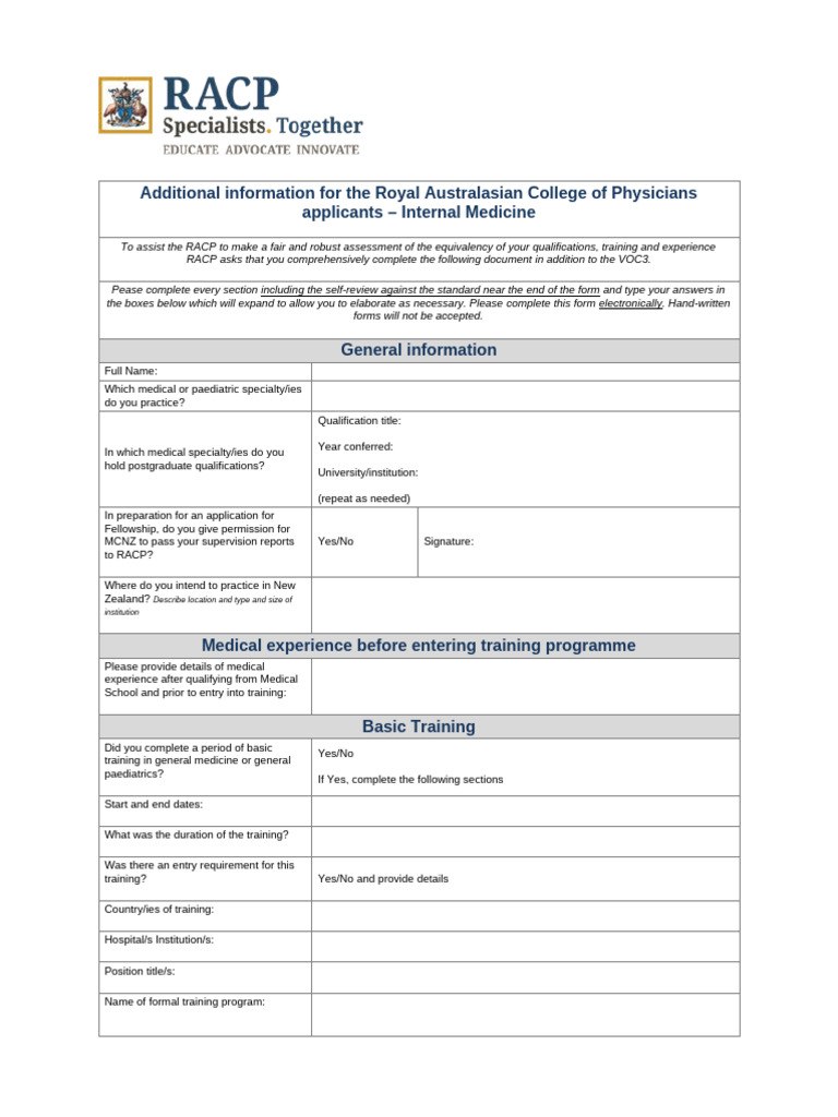 RACP Internal Medicine Application Guide | PDF | Internal Medicine ...