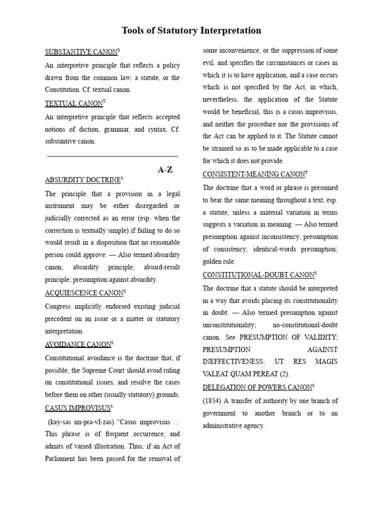 Tools of Statutory Interpretation | PDF | Statutory Interpretation ...
