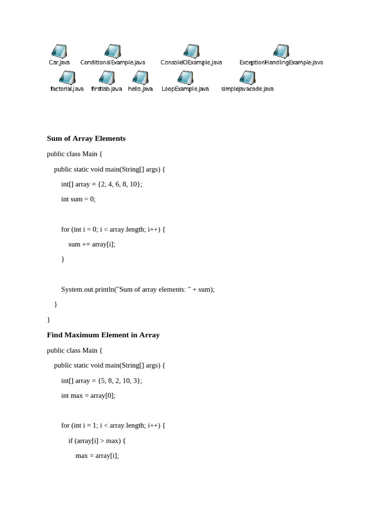 Java Array Operations Examples | PDF | Computer Programming | Software ...