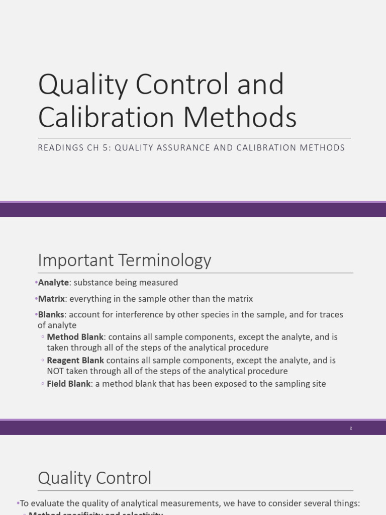 Quality Control and Calibration Methods | PDF | Detection Limit ...