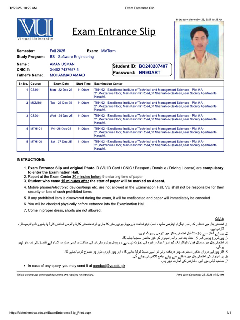 Date Sheet | PDF