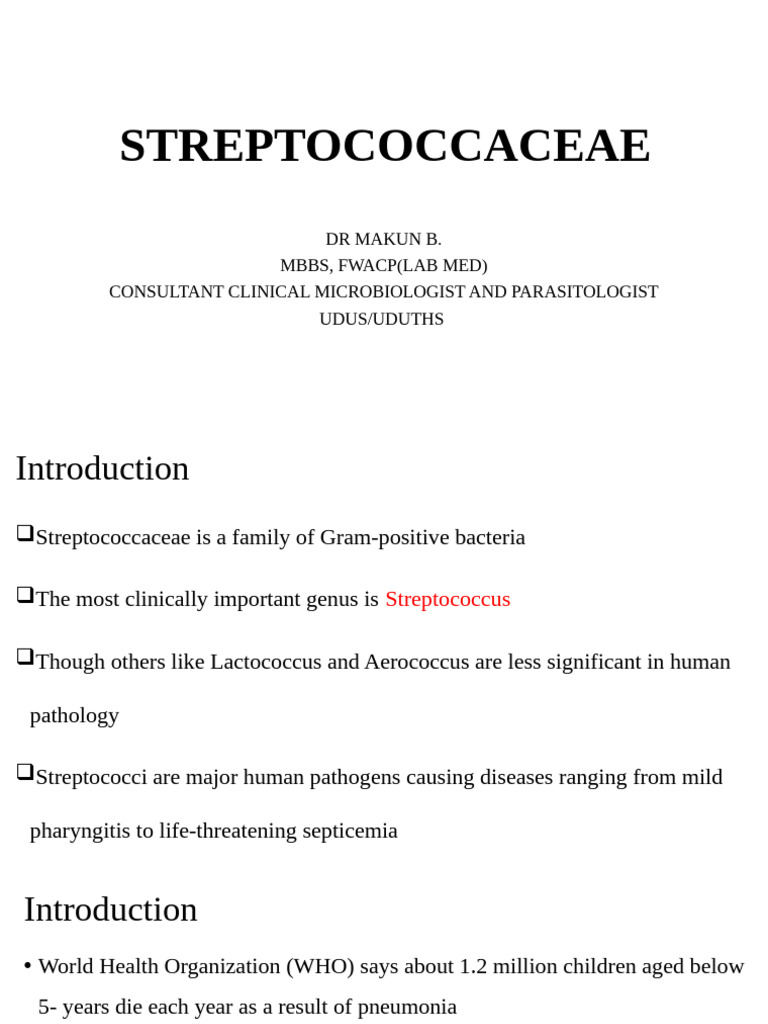 Overview of Streptococcaceae Bacteria | PDF | Streptococcus | Pneumonia