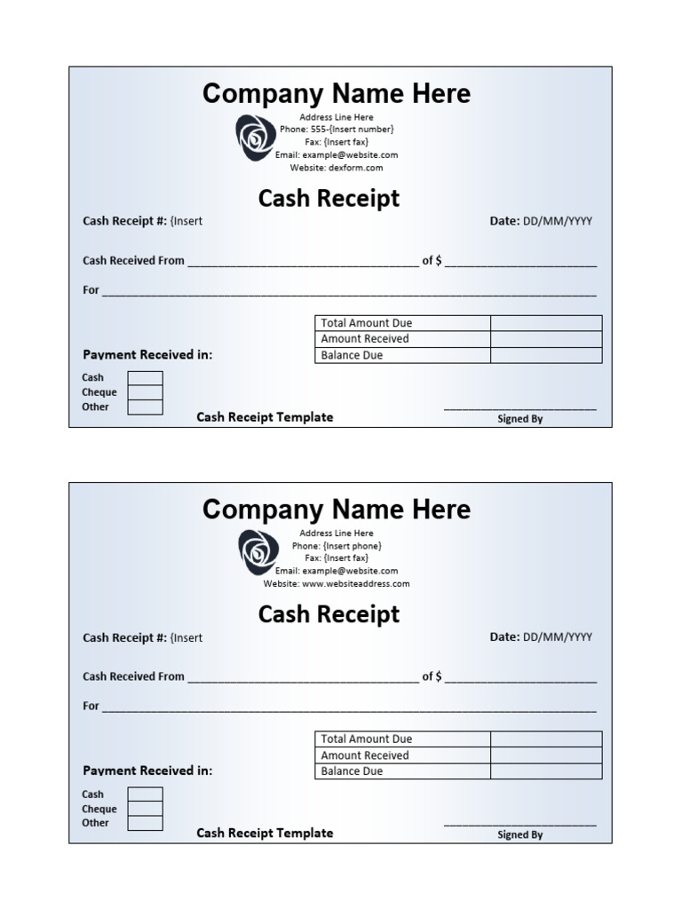 Cash Receipt Template for Businesses | PDF | Financial Services ...