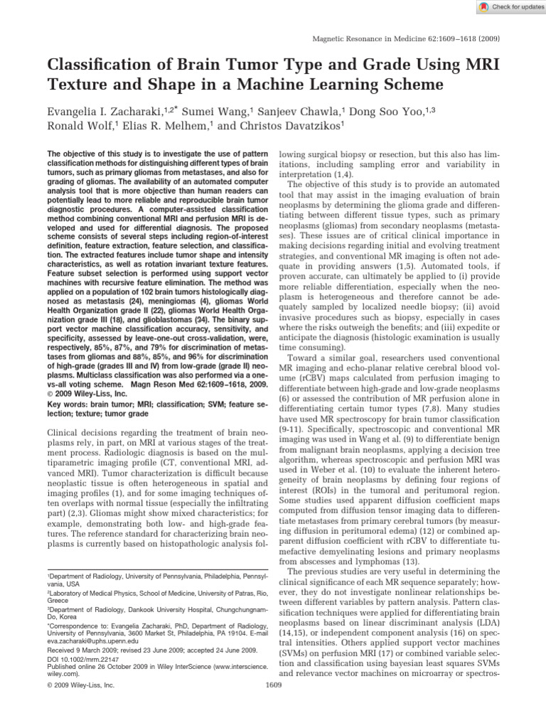 Magnetic Resonance in Med - 2009 - Zacharaki - Classification of Brain ...
