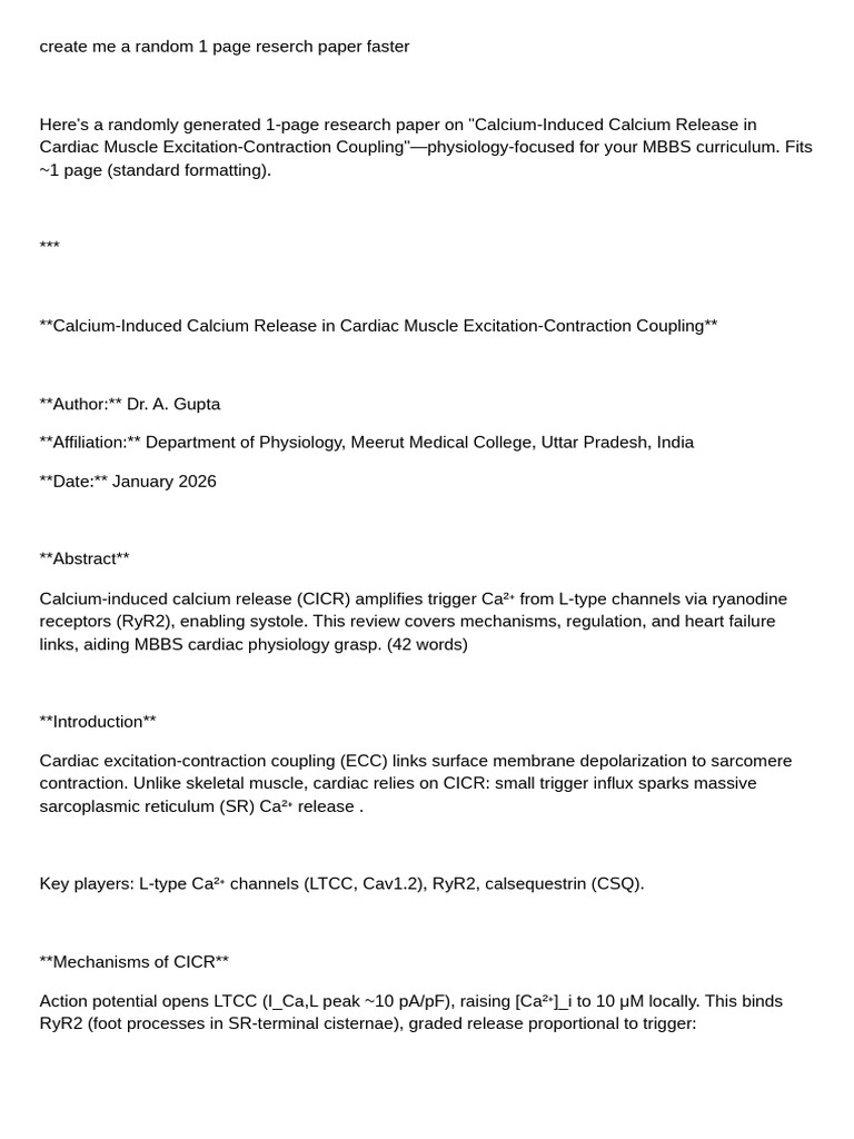 Calcium Release in Cardiac Muscle | PDF
