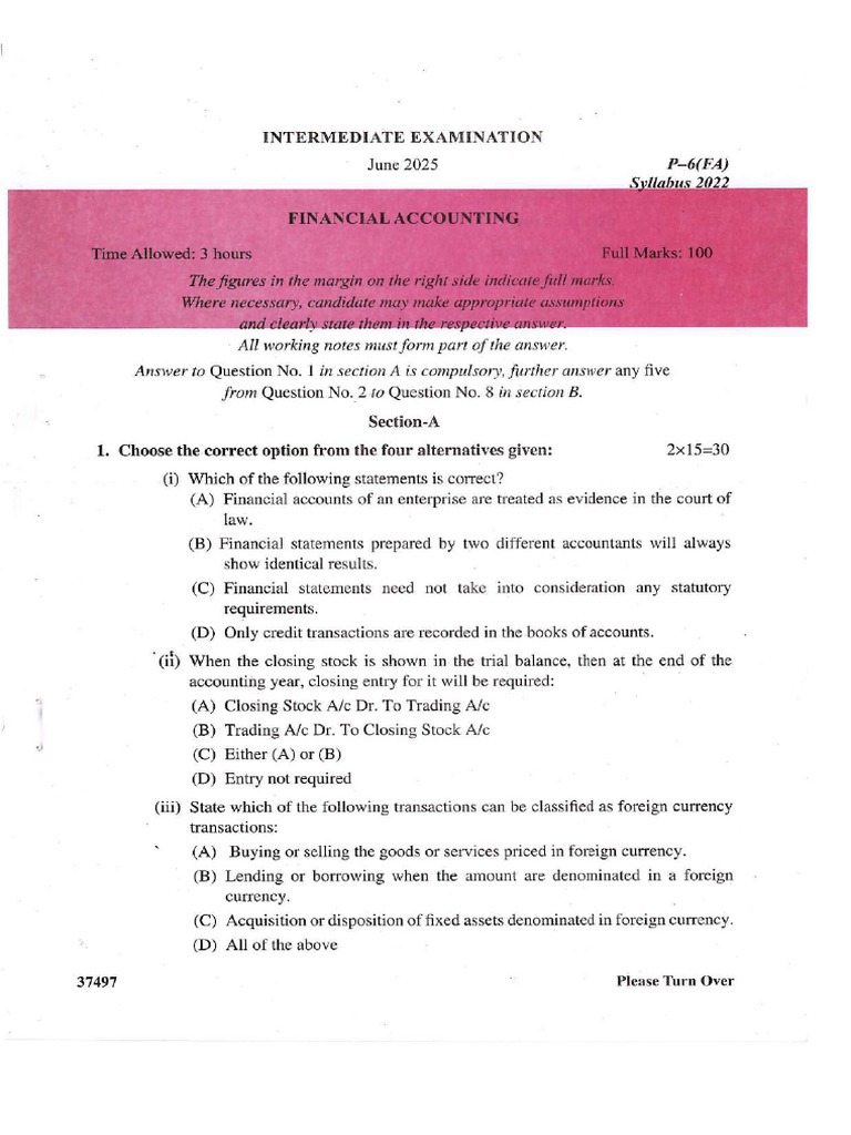 Paper 6 FA Paper June 2025 Exam Compressed | PDF