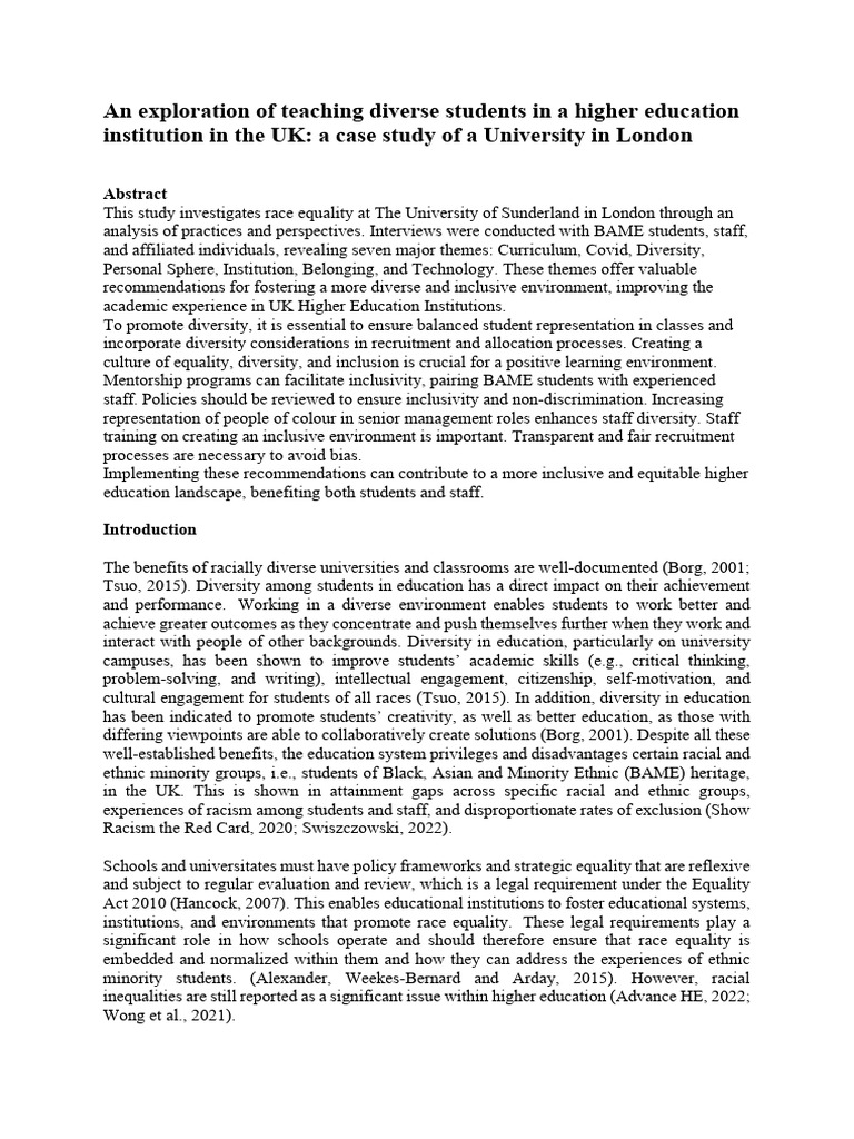 Enhancing Diversity in UK Higher Education | PDF | Immigration | Race ...