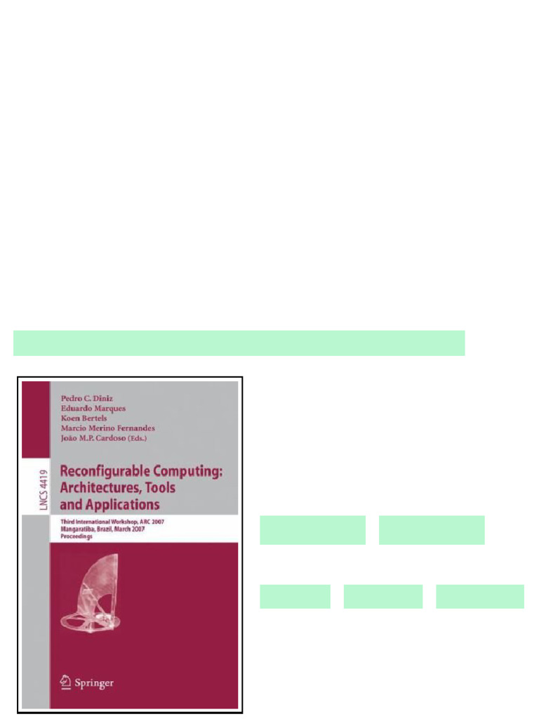 (Ebook) Reconfigurable Computing: Architectures, Tools and Applications ...