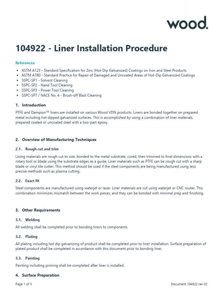 Liner Installation Procedure Guide | PDF | Welding | Construction