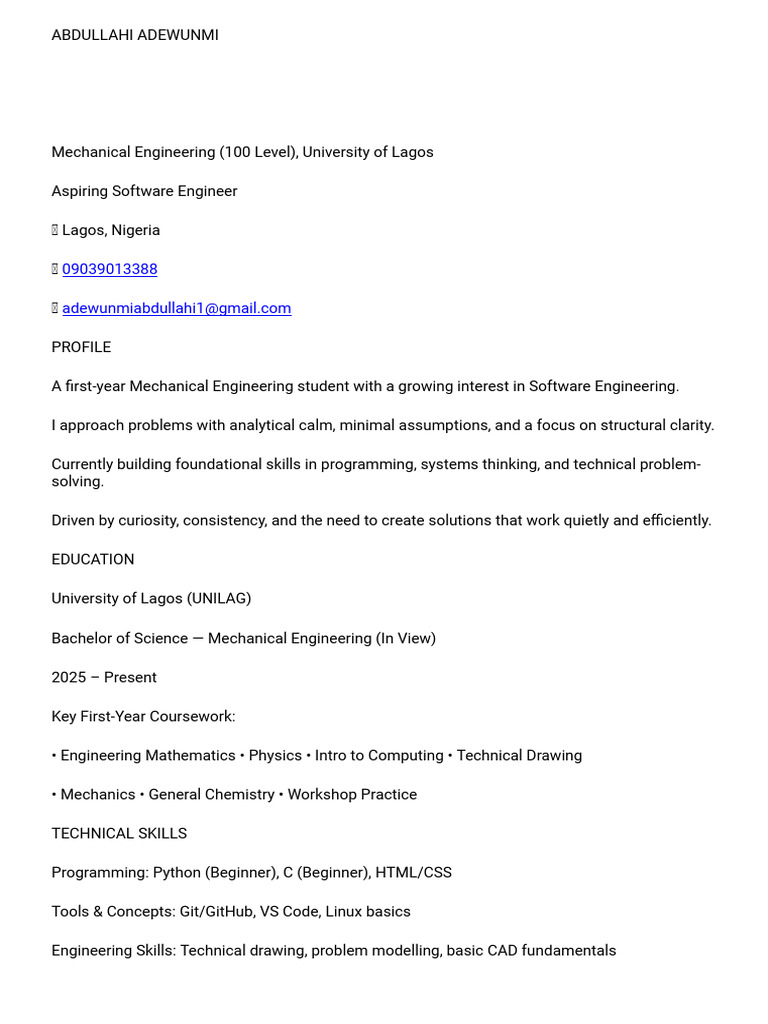 Aspiring Software Engineer Profile | PDF | Engineering | Computer ...