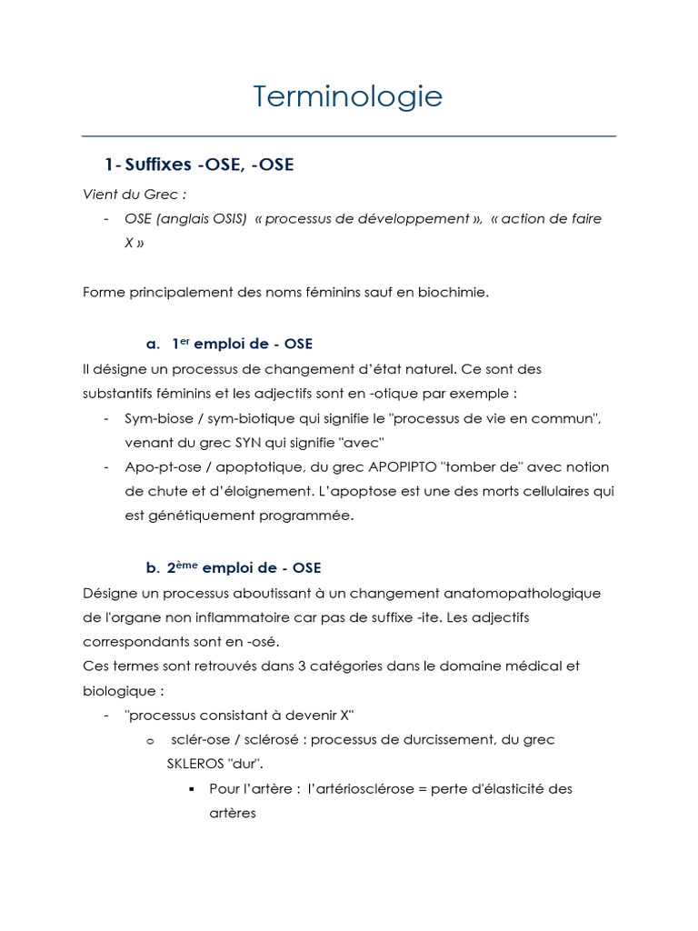 Terminologie médicale : suffixes et racines | PDF | Gène | Génétique
