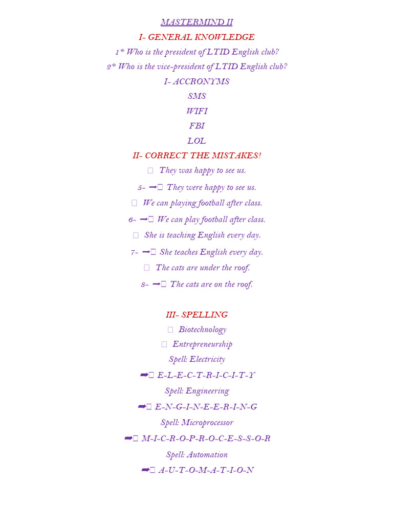 Mastermind II: General Knowledge Quiz | PDF | Water