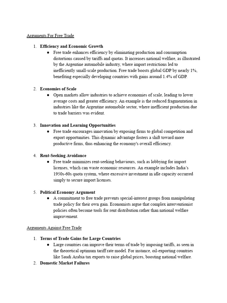 Pros and Cons of Free Trade Explained | PDF | Free Trade | Tariff
