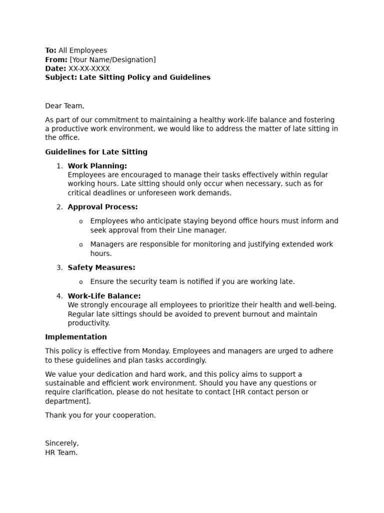 Late Sitting Policy Guidelines | PDF
